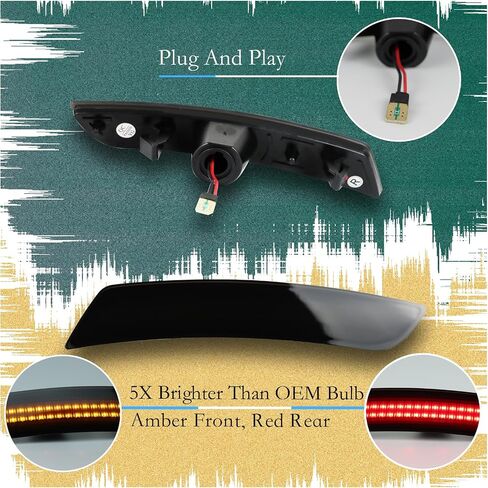 Smoked Lens LED Side Marker Lights Kit Front Rear Bumper Lamps Compatible with Chevy Camaro 2016-2023 Amber Front Red Rear Side Marker Indicator Lamps Set (4PCS) in Saudi Arabia