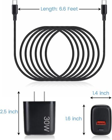 PD 65W USB C Fast Charger for DJI Neo, Air 3S, Mini 4K, Mini 4 Pro, Mini 2 SE, Avata 2, Mavic 3 Drones, Dual Port USB + Type C Wall Charger with C to C Charging Cable for DJI FPV Accessories, 6ft Long in Saudi Arabia