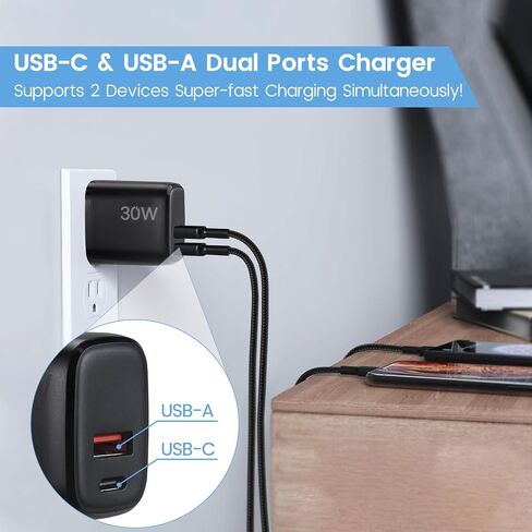 PD 65W USB C Fast Charger for DJI Neo, Air 3S, Mini 4K, Mini 4 Pro, Mini 2 SE, Avata 2, Mavic 3 Drones, Dual Port USB + Type C Wall Charger with C to C Charging Cable for DJI FPV Accessories, 6ft Long in Saudi Arabia