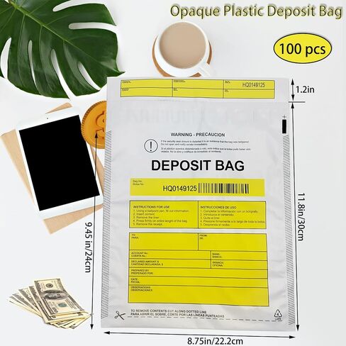 Daarcin100pcs9X12in Transparent Plastic Deposit Bag, Security Bank Pocket,Tamper Proof Bag，Cash Transfer Bag with Barcode and Self Sealing Adhesive,Used for Cash,Checks,Credit Cards in Saudi Arabia