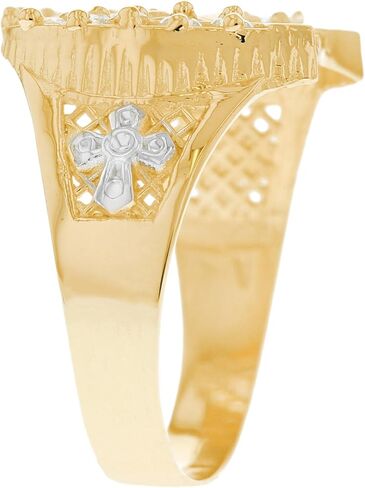 10k Two Tone Solid Gold Horse Lucky Horseshoe CZ Mens Ring in Saudi Arabia