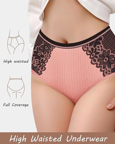 ملخصات ناعمة من القطن الداخلي للملابس الداخلية ذات التغطية الكاملة للسيدات القابل للتنفس 4 حزمة S-XXL in Kuwait