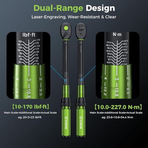 1/4 مفتاح عزم الدوران ، 52pcs ثنائية المدى 【10-230 in.lb/1-26 نانومتر】 ± 3 ٪ بوصة الدقة الجنيه وورش عزم الدور دراجة ، صيانة موتو in Kuwait