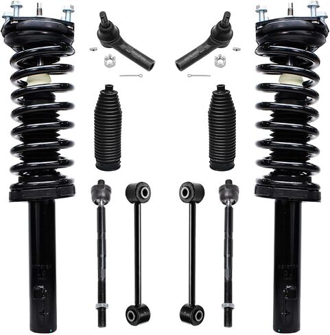 Detroit Axle - 10pc مجموعة التعليق الأمامية لـ 05-10 Jeep Grand Cherokee Commander ، 2 Struts w/Coil Spring 2 Sway Bars 4 Tie Rod Ends 2 Boots 2005 2006 2007 2008 2007 2010 in Saudi Arabia