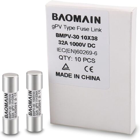 Baomain Solar PV Fuse, gPV Type Fuse Link PV-30 10 X 38 mm,16A 1000V DC,33kA, CE Listed Pack of 10 in Saudi Arabia
