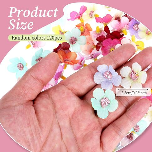 120pcs زهور صغيرة مزيفة للحرف المصغرة فو برؤوس زهرة متعددة الألوان حرير صغير من الزهور الاصطناعية روز ديزي الزهور لزهور ديي جارلاند المنزل الزفاف ديكور in Saudi Arabia