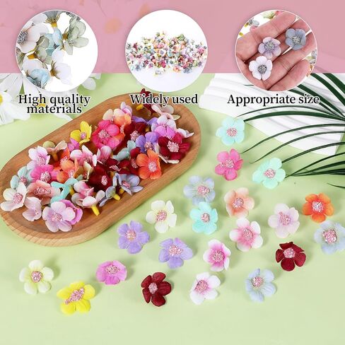 120pcs زهور صغيرة مزيفة للحرف المصغرة فو برؤوس زهرة متعددة الألوان حرير صغير من الزهور الاصطناعية روز ديزي الزهور لزهور ديي جارلاند المنزل الزفاف ديكور in Saudi Arabia
