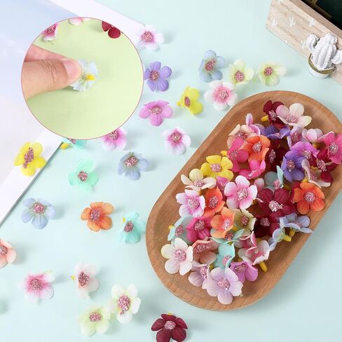 120pcs زهور صغيرة مزيفة للحرف المصغرة فو برؤوس زهرة متعددة الألوان حرير صغير من الزهور الاصطناعية روز ديزي الزهور لزهور ديي جارلاند المنزل الزفاف ديكور in Saudi Arabia