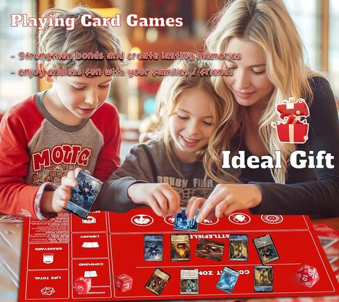 لعبة لعبة playmats MTG Playmat for Beginner 2 Pack with Dices ، Magic Mat Commander Deck Card Playmat for TCG MTG Play Mat 24x14 Inches Duel Card Battles ، Black/Red in Kuwait