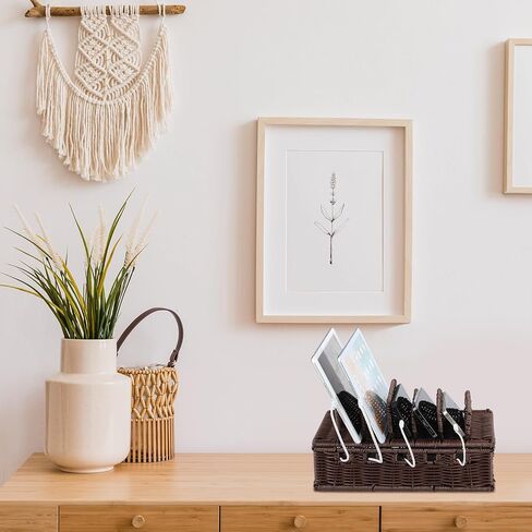Cable Management Box Charging Station for Multiple Devices Desktop Cell Phone Docking Stations with Removable Divider Imitation Rattan Cord Hider Organizer Box for Laptop Tablets 12.5lx5.9hx7.6w-inch in Saudi Arabia