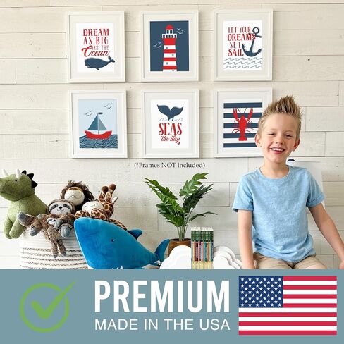 Hadley Designs 6 Reversible 8x10 Nautical Wall Art Prints-Home, Nursery and Bathroom Decor, Baby Shower Decorations, Theme Party Supplies in Saudi Arabia
