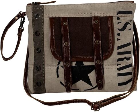 Myra Bag Crossbody Bag for Women - Western Upcycled Canvas & Leather Shoulder Handbag Brown in Saudi Arabia