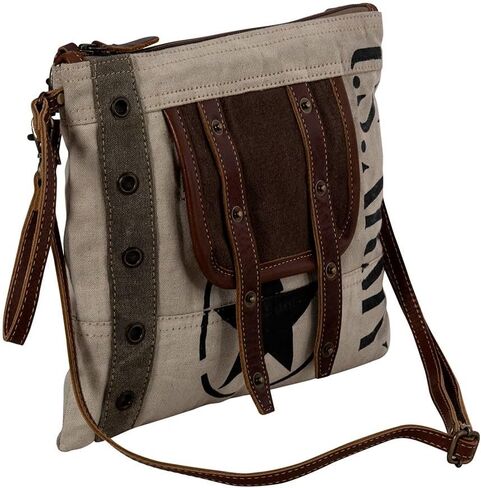 Myra Bag Crossbody Bag for Women - Western Upcycled Canvas & Leather Shoulder Handbag Brown in Saudi Arabia