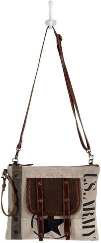 Myra Bag Crossbody Bag for Women - Western Upcycled Canvas & Leather Shoulder Handbag Brown in Saudi Arabia