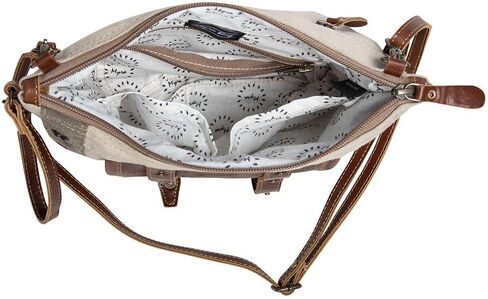 Myra Bag Crossbody Bag for Women - Western Upcycled Canvas & Leather Shoulder Handbag Brown in Saudi Arabia