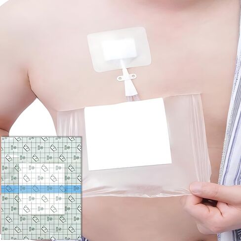 25 Pcs Waterproof Shower Cover 9"x9" with Non-Stick Center Pad for Large Port Surgery Incisions Protector Patch Transparent Film Clear Adhesive Wounds Dressing Bandage Shields in Kuwait