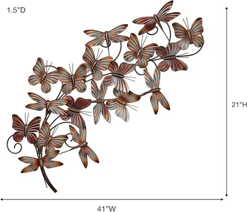 Touch of Class Butterfly Breeze Metal Wall Art Sculpture Multi Earth - Butterflies, Dragonflies - Hanging Sculptures for Bedroom, Bathroom, Living Room - Nature Decor in Saudi Arabia