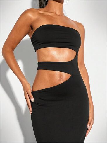 Milumia Women's Cut Out Backless Tube Dress Strapless Split Party Rave Maxi Dresses in Saudi Arabia