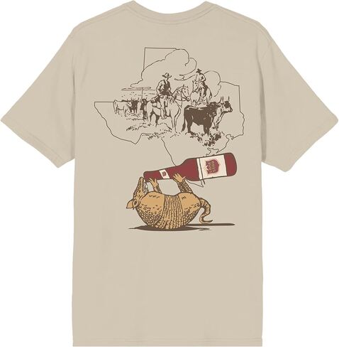 Lone Star Armadillo Drinking Rope Logo Adult Pelican Crew Neck Short Sleeve T-Shirt in Saudi Arabia