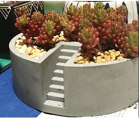 Terraced Field Square Concrete Flower Pot Mold Succulent Planter Silicone Mold Epoxy Resin Cement Polymer Clay Mould Candle Holder Mold in Kuwait