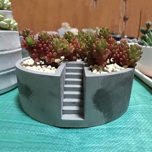 Terraced Field Square Concrete Flower Pot Mold Succulent Planter Silicone Mold Epoxy Resin Cement Polymer Clay Mould Candle Holder Mold in Kuwait