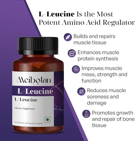 100% Pure L-Leucine 2000mg, Muscle Recovery and Support, Non GMO & Vegan - 60 Vegetarian Capsules in Saudi Arabia