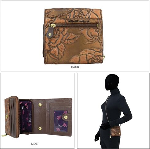 Anuschka Women's Original Hand-Painted Genuine Leather RFID Blocking Two Fold Sling Organizer in Saudi Arabia