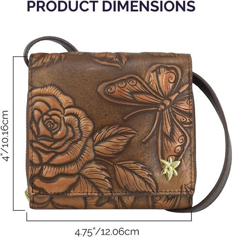 Anuschka Women's Original Hand-Painted Genuine Leather RFID Blocking Two Fold Sling Organizer in Saudi Arabia