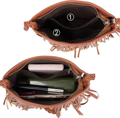 Women Mini Fringe Tassel PU Leather Crossbody Shoulder Bag Cell Phone Coin Purse Wallet in Saudi Arabia