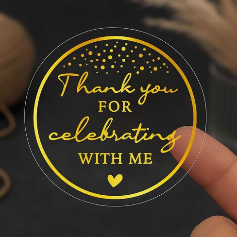 100 x Thanks For Celebrating With Me Labels Real Gold Foil Birthday Stickers Package Favor Stickers Birthday Rose Foil Favor Sticker Graduation Thank You Favor Tag (With Me, Rose Gold Foil) in Saudi Arabia