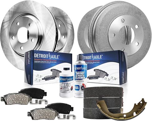 Detroit Axle - Brake Kit for 01-07 Ford Escape Mazda Tribute Mercury Mariner Front Disc Brake Rotors Ceramic Brakes Pads Rear Brake Drums Brake Shoes Replacement 2001 2002 2003 2004 2005 2006 2007 in Saudi Arabia