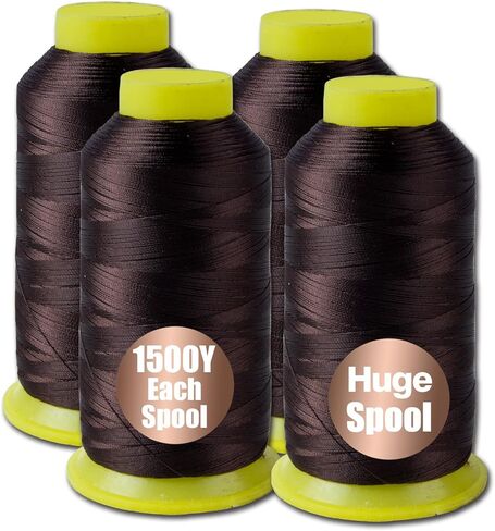 4Pcs Bonded Nylon Thread for Sewing, 210d/3 Upholstery Polyester Thread, 4 Cone of 1500 Yards Each Leather Sewing Thread, Serger Overlock Machine for Sewing Hair Extension Thread in Saudi Arabia