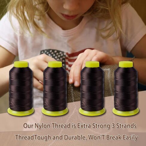 4Pcs Bonded Nylon Thread for Sewing, 210d/3 Upholstery Polyester Thread, 4 Cone of 1500 Yards Each Leather Sewing Thread, Serger Overlock Machine for Sewing Hair Extension Thread in Saudi Arabia