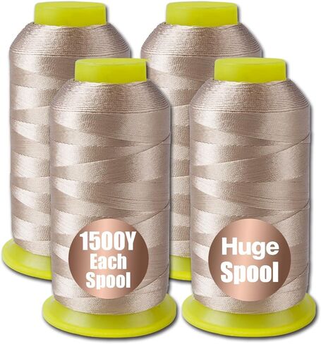 4Pcs Bonded Nylon Thread for Sewing, 210d/3 Upholstery Polyester Thread, 4 Cone of 1500 Yards Each Leather Sewing Thread, Serger Overlock Machine for Sewing Hair Extension Thread in Saudi Arabia