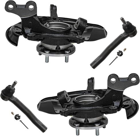 Detroit Axle - Front 4pc Steering Knuckles Kit for 10-15 Lexus RX350 RX450h, 08-17 Toyota Highlander, Steering Knuckles & Wheel Bearing Hubs Outer Tie Rods 2010 2011 2012 2013 2014 2015 Replacement in Saudi Arabia