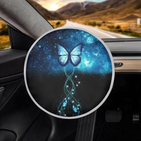 Car Steering Wheel Sun Shade Cover for Summer Heat-Resist Aluminum Foil Universal Steering Wheel Cover for Car Truck SUV Van, Butterfly Pattern in Kuwait