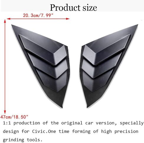 ABS الجانبية الخلفية النافذة Lovens Air Vent Scoop Scoop Cover الستائر Trim for Honda Accord 2018 2019 2020 2021 2022 （Matte Black） in Kuwait