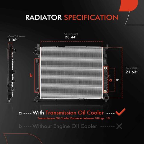 A-Premium Engine Coolant Radiator Assembly with Transmission Oil Cooler Compatible with Mercedes-Benz W166 X166 GL350, GL450, GLE450, ML250, ML350, ML400, Automatic Transmission, Replace# 0995001303 in Saudi Arabia