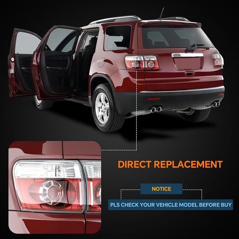 مجموعة ضوء السائق اليسرى خفيفة الذيل متوافق مع 2007-2012 GMC Acadia LED LED LED LED LED LED BRAKE RAMPS استبدال GM2800216 20912757 in Kuwait
