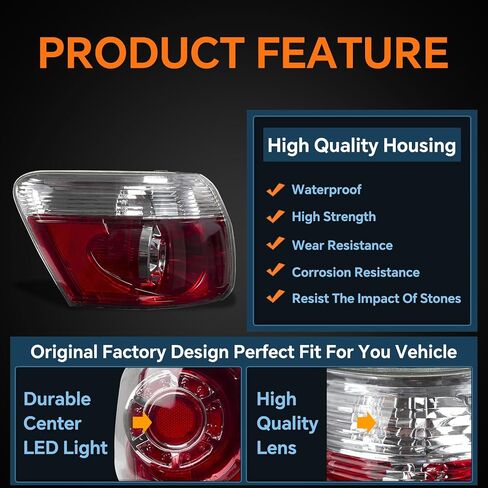 مجموعة ضوء السائق اليسرى خفيفة الذيل متوافق مع 2007-2012 GMC Acadia LED LED LED LED LED LED BRAKE RAMPS استبدال GM2800216 20912757 in Kuwait