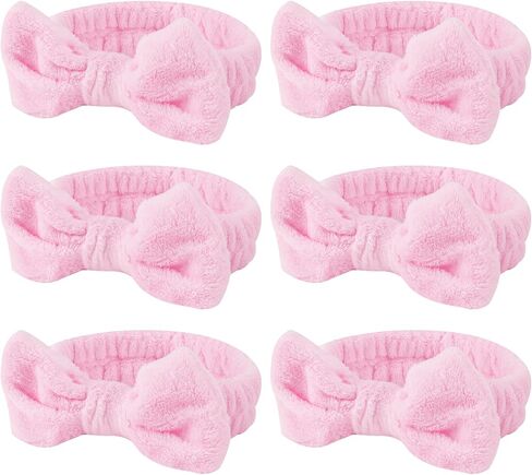 Casoty Pink 6 PCS SPA عصابة ، شريط شعر لغسل الوجه ، عقال المكياج ، عصابات العناية بالبشرة ، ونطاق الصوف الناعم لغسل الوجه اليوغا in Kuwait