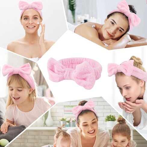 Casoty Pink 6 PCS SPA عصابة ، شريط شعر لغسل الوجه ، عقال المكياج ، عصابات العناية بالبشرة ، ونطاق الصوف الناعم لغسل الوجه اليوغا in Kuwait