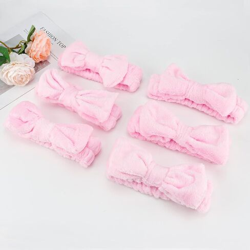 Casoty Pink 6 PCS SPA عصابة ، شريط شعر لغسل الوجه ، عقال المكياج ، عصابات العناية بالبشرة ، ونطاق الصوف الناعم لغسل الوجه اليوغا in Kuwait