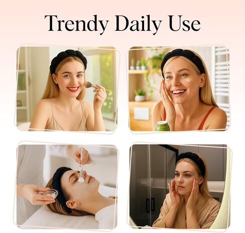 Kitsch Spa Beadband لغسل الوجه - النسيج المعاد تدويره ، وعصابات رأس أسود غير قابلة للانزلاق للنساء - أشياء لطيفة للمكياج ، والجمال ، والعناية بالبشرة ، والعناية الذاتية - 1pc in Kuwait