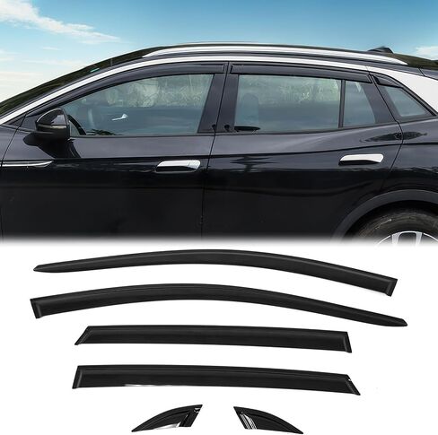 FreeMotor802® Tape-on Window Windows Diplectors Diplectors Rain Rain Main Agens ، متوافق مع 2021-2024 Volkswagen ID.4 ، الأسود أكريليك 6 قطع in Saudi Arabia