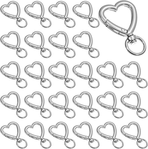 Yolev 30 Pcs Heart Keychain Clip, Hanging Buckle Heart Keychain Clasp, Spring Snap Key Ring Accessories for Bags, Jewelry DIY in Saudi Arabia