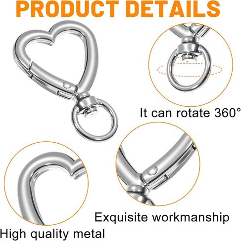 Yolev 30 Pcs Heart Keychain Clip, Hanging Buckle Heart Keychain Clasp, Spring Snap Key Ring Accessories for Bags, Jewelry DIY in Saudi Arabia