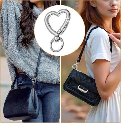 Yolev 30 Pcs Heart Keychain Clip, Hanging Buckle Heart Keychain Clasp, Spring Snap Key Ring Accessories for Bags, Jewelry DIY in Saudi Arabia