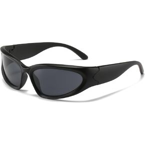 Trendy Wrap Around Sunglasses for Women Men Y2K Futuristic Swift Oval Polarized Tinted Sports Glasses in Saudi Arabia