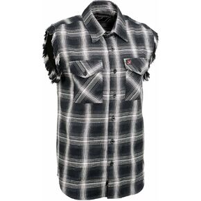 Milwaukee Leather MNG11694 Men’s Classic Black and White Button-Down Flannel Cut Off Frayed Sleeveless Casual Shirt in Saudi Arabia